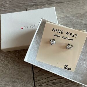 Nine West Silver Cubic Zirconia Stud Earrings